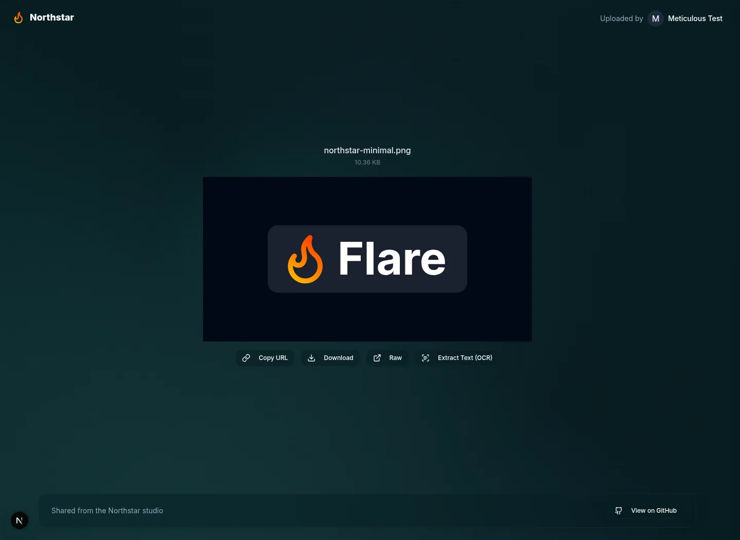 Minimal Flare share layout centered on the uploaded content
