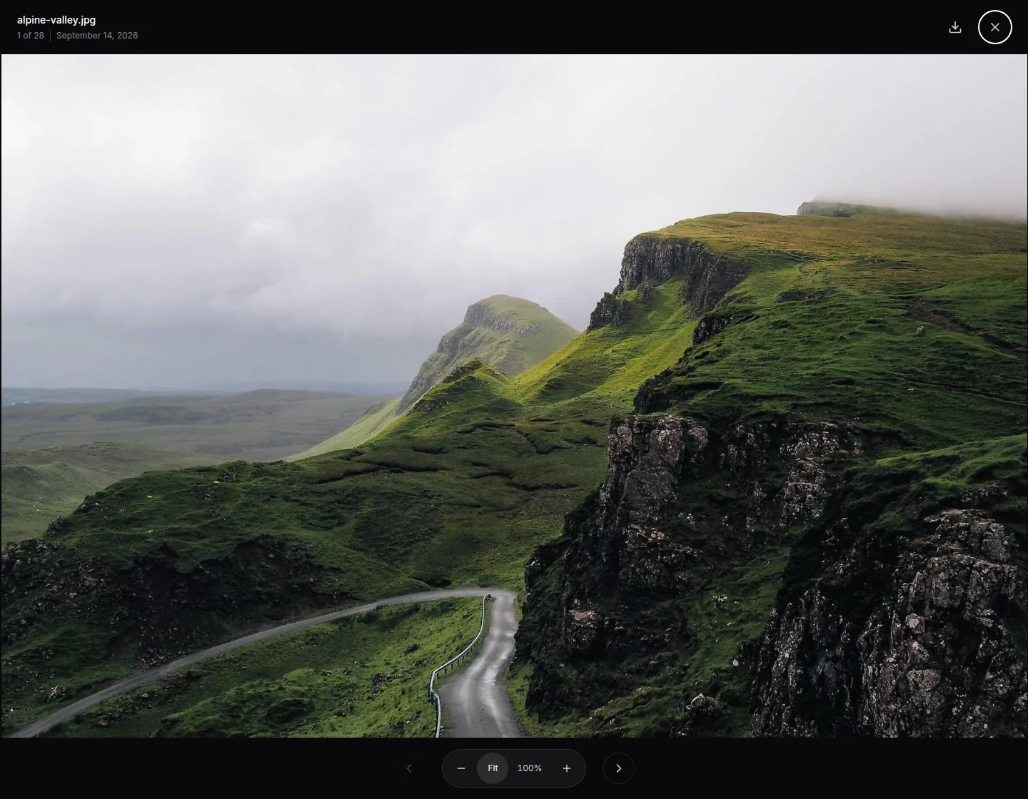 Full-screen image viewer with navigation and zoom controls