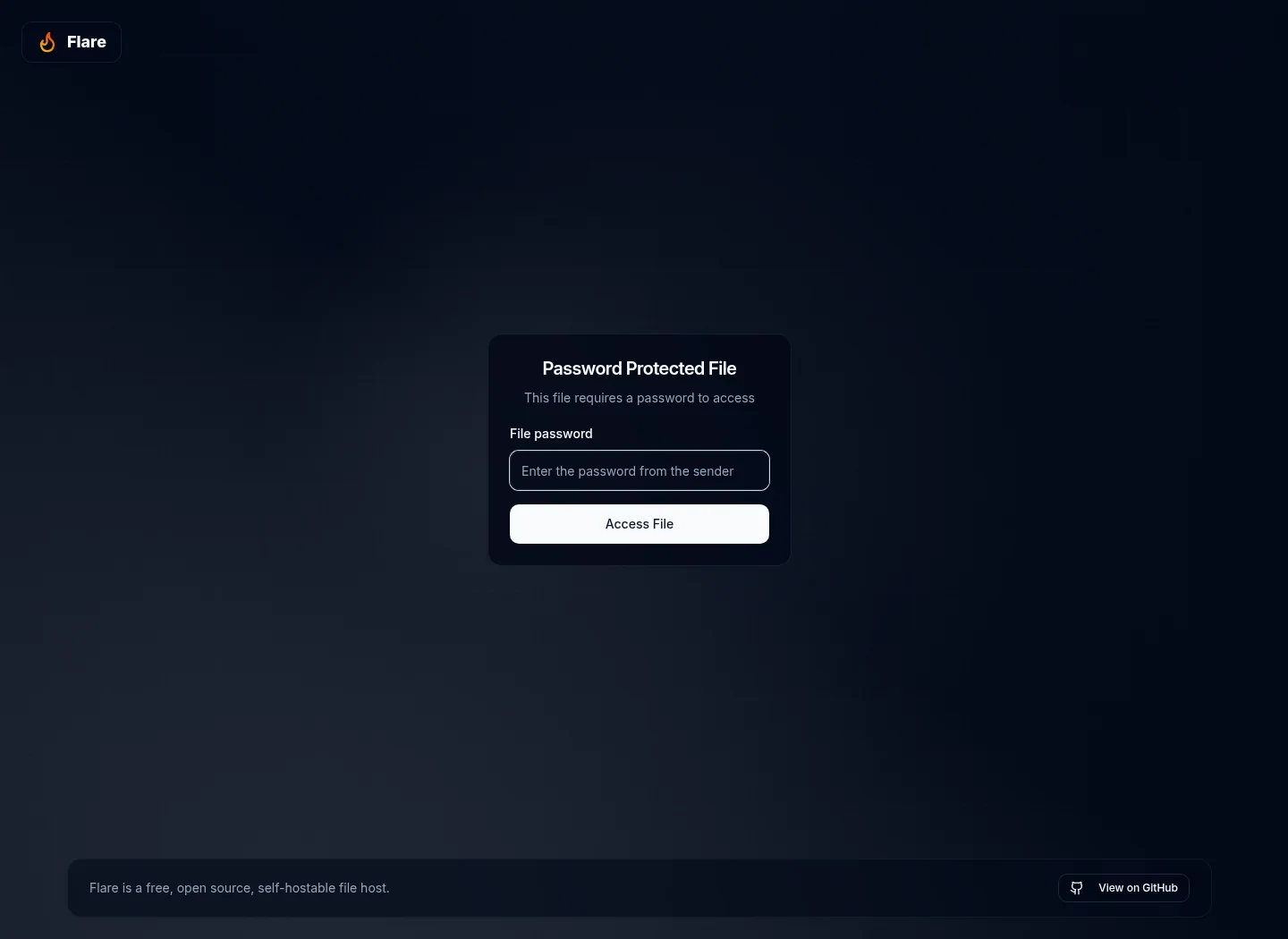 Password-protected share page asking a visitor to unlock the file