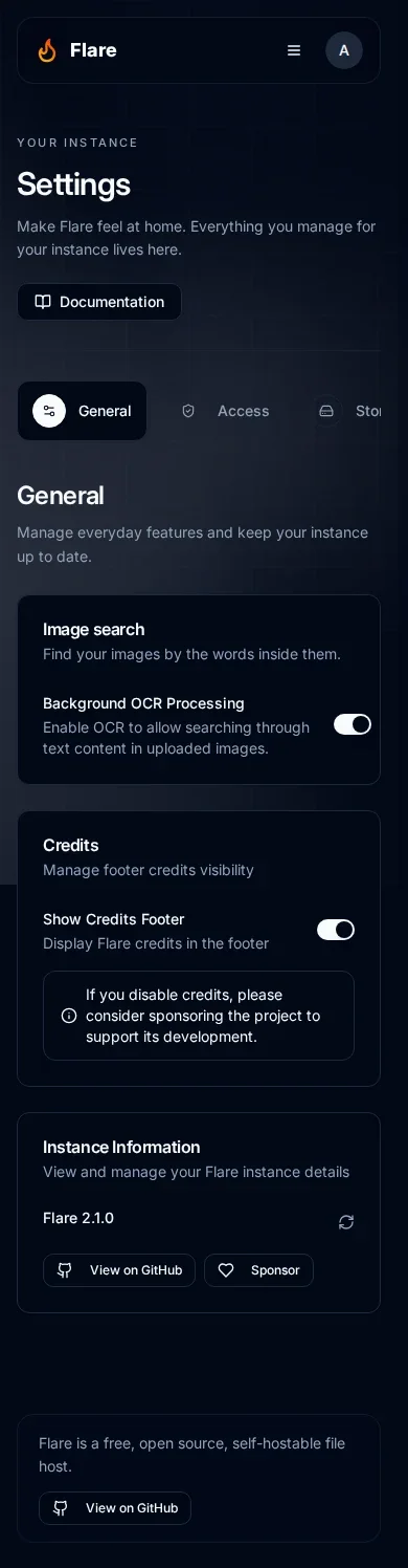 Settings on a phone with the Documentation link in its header